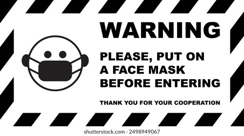 Warning Virus Face Mask Required vector signage.