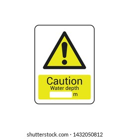 Warning Water Depth Meter Sign Vector Icon Isolated On White Background. Caution Symbol Modern, Simple, Vector, Icon For Website Design, Mobile App, Ui. Vector Illustration