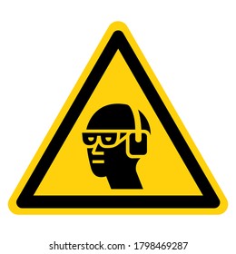 Warning Wear Chemical Goggles and Ear Muffs Symbol Sign ,Vector Illustration, Isolate On White Background Label. EPS10