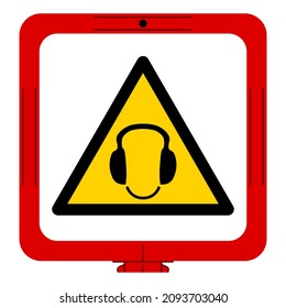 Warning Wear Ear Protection Symbol Sign, Vector Illustration, Isolated On White Background Label. EPS10 
