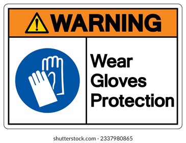 Warning Wear Gloves Protection Symbol Sign, Vector Illustration, Isolate On White Background Label .EPS10