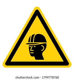 Warning Wear Hard Hat Symbol Sign ,Vector Illustration, Isolate On White Background Label. EPS10 