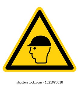 Warning Wear Head Protection Symbol Sign,Vector Illustration, Isolated On White Background Label. EPS10 