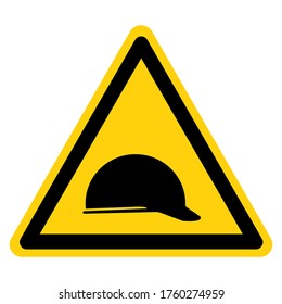 Warning Wear Head Protection Symbol Sign, Vector Illustration, Isolate On White Background Label. EPS10 