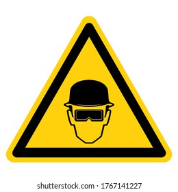 Warning Wear Head Protection Symbol Sign,Vector Illustration, Isolated On White Background Label. EPS10