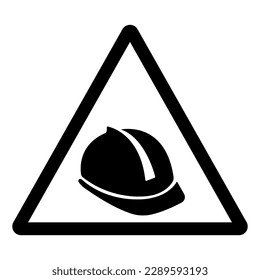 Warning Wear Head Protection Symbol Sign,Vector Illustration, Isolated On White Background Label. EPS10