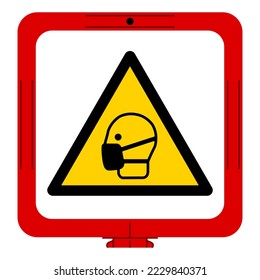 Warning Wear Mask Symbol Sign,Vector Illustration, Isolated On White Background Label. EPS10 