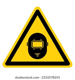 Warning Wear Welding Mask Symbol Sign,Vector Illustration, Isolated On White Background Label. EPS10 