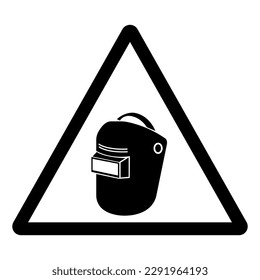 Warning Welding Helmet Symbol Sign, Vector Illustration, Isolate On White Background Label .EPS10