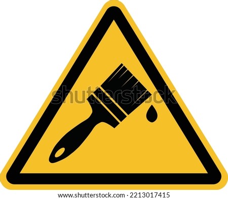 warning wet paint on white background. caution wet paint sign. flat style.