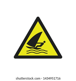 Warning Windsurfing Area Sign Vector. Water Safety Symbol Vector Icon