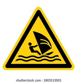 Warning Windsurfing Area Symbol Sign, Vector Illustration, Isolate On White Background Label. EPS10
