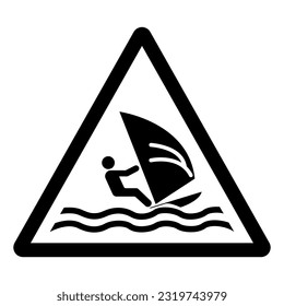 Warning Windsurfing Area Symbol Sign, Vector Illustration, Isolate On White Background Label. EPS10