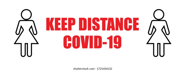 Warning woman sign keep distance between people for protect from infection of coronavirus Covid-19,Social Distance protect from spread infection people in city,supermarket and shopping mall