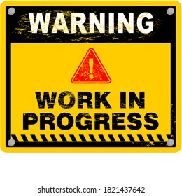 Warning, Work in Progress, sign vector