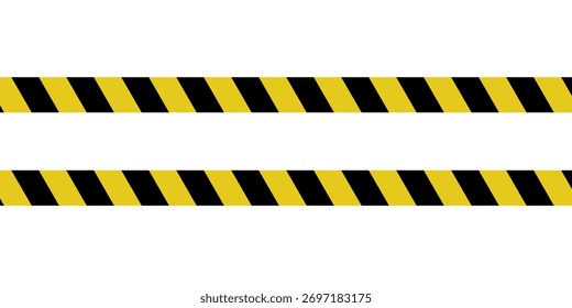 Línea diagonal roja negra amarilla de advertencia. Señal de advertencia de peligro de peligro de la banda de seguridad símbolo de señal de Vector de carretera. Larga cinta de peligro. Ilustración vectorial sobre fondo blanco.