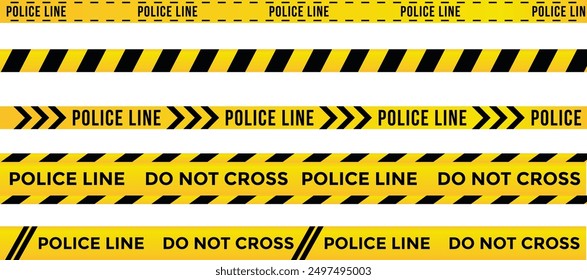 Warning yellow black tapes. under construction background. Barrier tapes for danger zones. Danger ribbon set