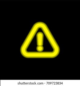 Warning yellow glowing neon ui ux icon. Glowing sign logo vector