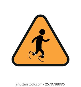 Warning yellow sign with disabled icon people