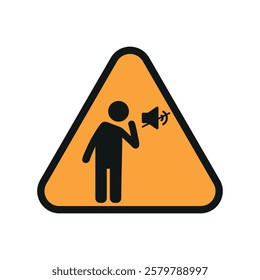 Warning yellow sign with disabled icon people
