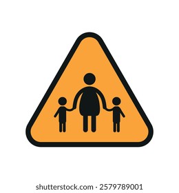 Warning yellow sign with disabled icon people