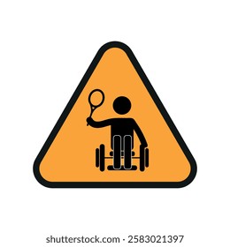 Warning yellow sign with disabled icon people