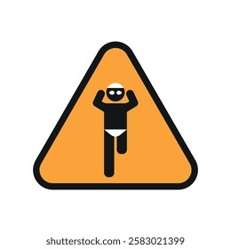 Warning yellow sign with disabled icon people