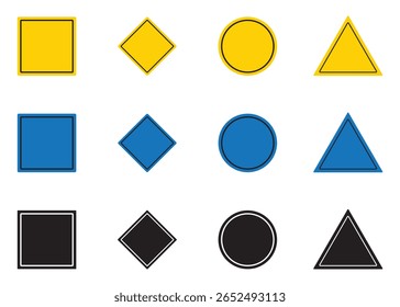 Sinal amarelo de aviso definido. Aviso sinal amarelo ícone sólido conjunto. ilustração vetorial. eps arquivo.