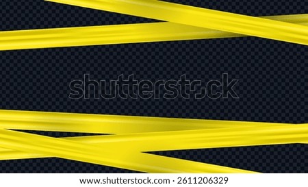 Warning Yellow Stripe Clear Vector Banner, Realistic Crossed Tape with Empty Place on Dark Background, Risk Border