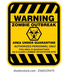 Warning, zombie outbreak, restricted area, sign vector