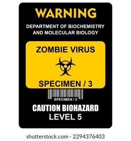 Warning, zombie virus, label and sticker vector