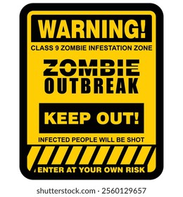 Warning, Zombie virus, sign vector