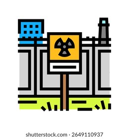 warning zone radioactive pollution color icon vector. warning zone radioactive pollution sign. isolated symbol illustration