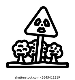 warning zone radioactive pollution line icon vector. warning zone radioactive pollution sign. isolated contour symbol black illustration