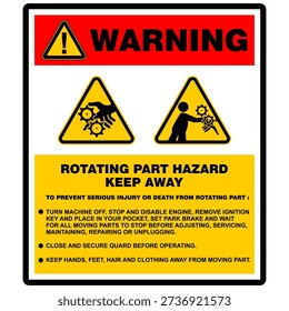 Warning,Rotating part hazard, keep away. Sign vector