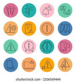 Warnings icon set . Warnings symbol pack vector elements for infographic web. with trend color