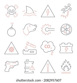 Warnhinweise Symbol Set.Warnings Pack-Vektorelemente für Infografiken