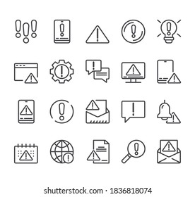 Warnings outline thin careful isolated icon set