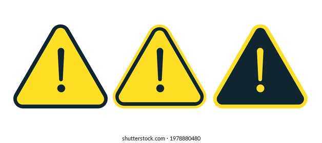 Warnings signs with the exclamation mark caution. For printing different zones.