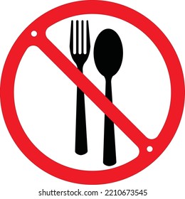 
Warnings or signs or instructions don't eat, with no corner frame and two small circles