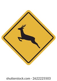It warns that deer or other wild animals may cross the road in this area.