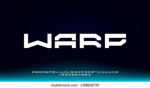 Warp, A Bold And Modern, Futuristic Typeface Alphabet Font. Vector Illustration Design