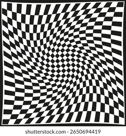 Warp grid icon. Optical swirl pattern. Dynamic Vector vortex. Checkered twist field