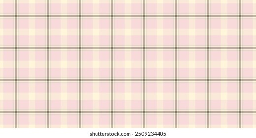 Warp pattern texture fabric, pano plaid tartan vector. Tidy background textile seamless check in light and antique white colors palette.