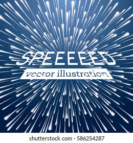 Warp Speed Background with Neon Lines. Vector Illustration.