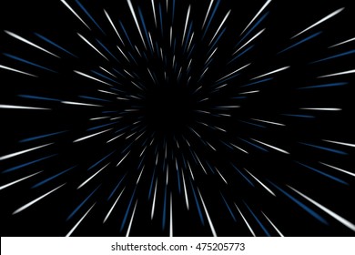 Warp Stars Galaxy Vector Illustration. Zoom In Light Speed Space