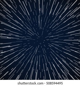 Warp Stars Zoom Blue Galaxy War Vector Abstract Background. Space And Universe To Speed Travel Illustration