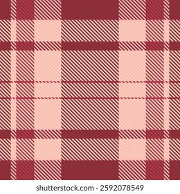 Warp vector pattern background, royalty check plaid tartan. Occupation textile fabric seamless texture in light and red colors palette.