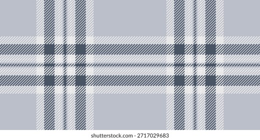 Vetor de dobra fundo xadrez, masculino padrão de verificação têxtil. Decoração tecido sem costura textura tartan na paleta de cores cinza e branco.