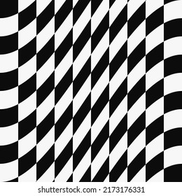 Diseño de fondo de los comprobadores retorcidos. El Nacimiento Negro Y Blanco Controla El Patrón De Seamless. Textura dinámica distorsionada moderna para diseño digital, impreso y web.